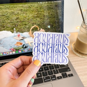 Aquarius vinyl sticker, Zodiac Sign Sticker, Waterproof, Laptop Sticker, Astrological Signs Gift