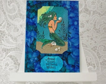 Mermaid Card, Whimsical, Fantasy Card, Handmade Card, Birthday Card