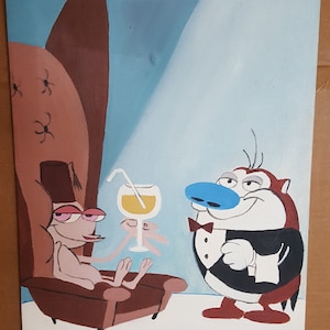 Individuelles Ölgemälde von Ren & Stimpy – 22&quot;x16&quot;