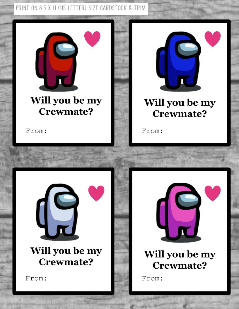 PRINTABLE AmongUs Class Cards Valentines Day Cards Among Us | Etsy