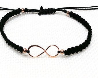 14k Rose gold infinity sign macrame bracelet