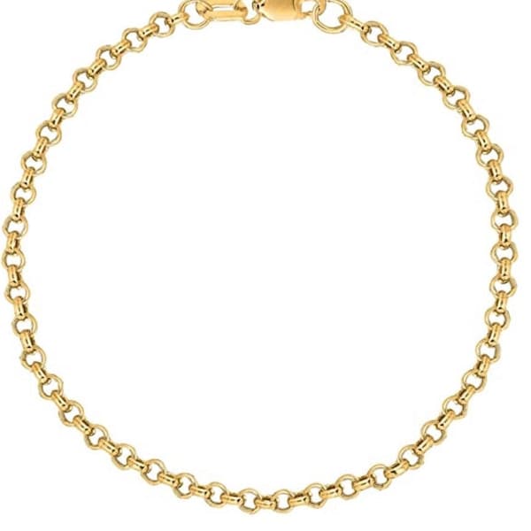 14k  yellow gold rolo chain anklet 10”