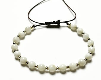 14k Gold beads mother of pearl pearl bracelet