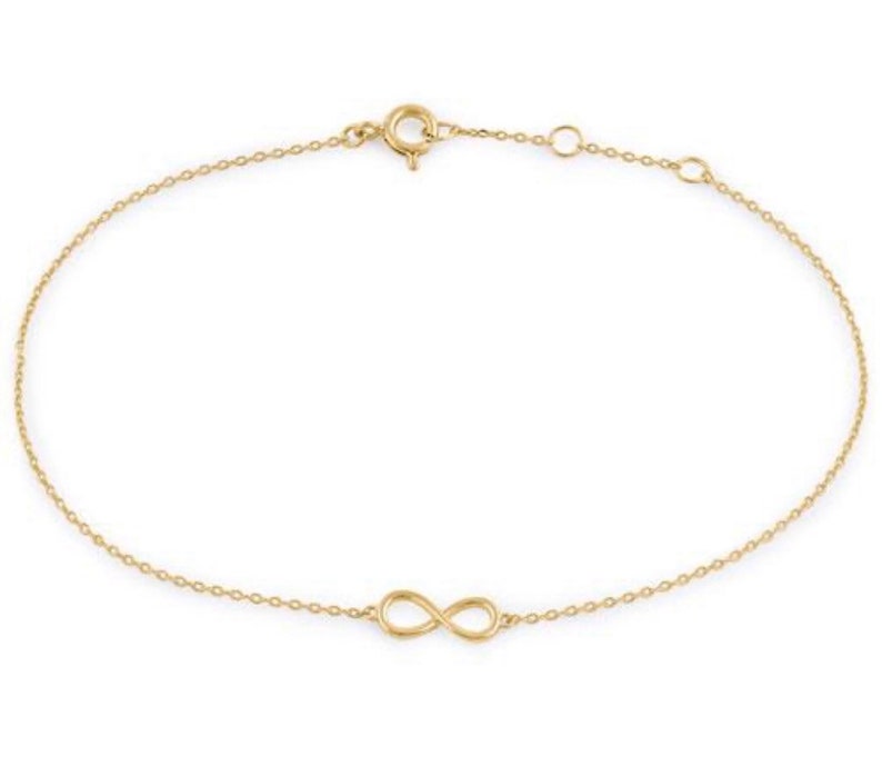 14k yellow gold infinity charm bracelet