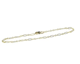 14k yellow gold short long link bracelet