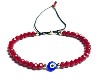 14k gold beads Evil eye crystals bracelet