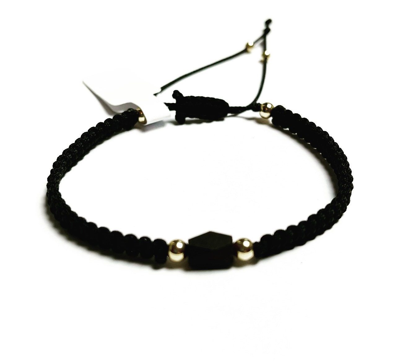 Genuine jet azabache and 14k gold beads