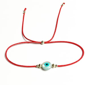 14k Gold mother of pearl evil eye string bracelet