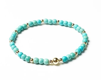 14k Gold beads turquoise beads bracelet