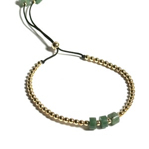 solid 14k yellow gold beads and jade bracelet