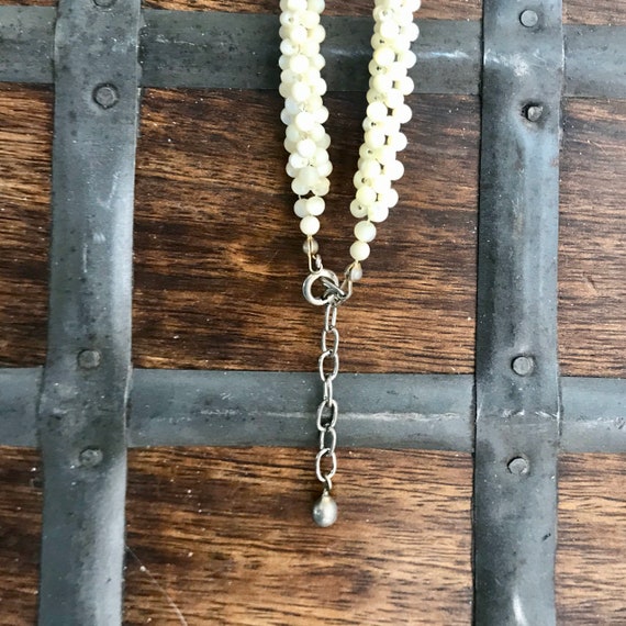 Vintage Rope Braided Mother of Pearl Beaded Neckl… - image 5