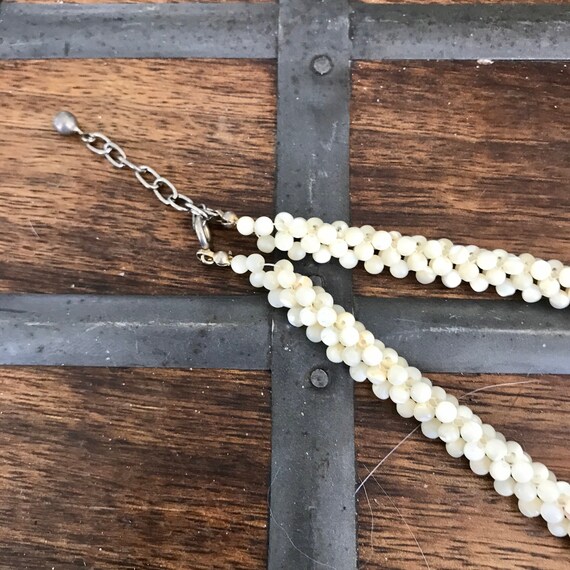 Vintage Rope Braided Mother of Pearl Beaded Neckl… - image 3