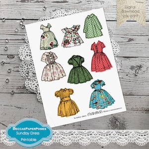 Printable Vintage Dress, Junk Journal and collage Ephemera, Printables, Digital Download, BeccasPaperPosies