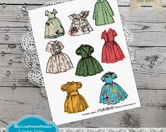 Printable Vintage Dress, Junk Journal and collage Ephemera, Printables, Digital Download, BeccasPaperPosies