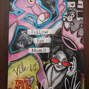 A whole vibe; 24x36&quot; stretched canvas, original art
