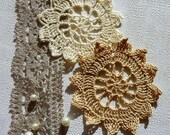 large retro crochet pattern patterns, taupe and ecru