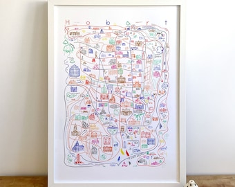 Hobart Tasmania City Map Print (free delivery in Hobart using the code in the description)