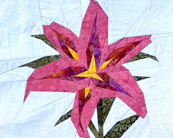 Lily Quilt Block Pattern, PDF download, Advanced Foundation Paper Piecing Pattern