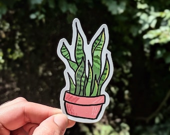Sticker slangenplant // laptop, sticker waterfles 3 x 2 inch