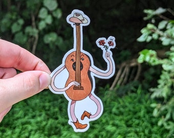 Rootin' Tootin' Cowboy GUITAR-sticker // 3 x 2 inch