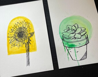 Watercolor Plants //  6x9 in Original Pieces