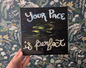 Inspirerende canvaskunst | Handgemaakt acrylschilderij, 9 x 9 inch