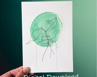 Minimalistische botanische wenskaart – blanco kaart – digitale download