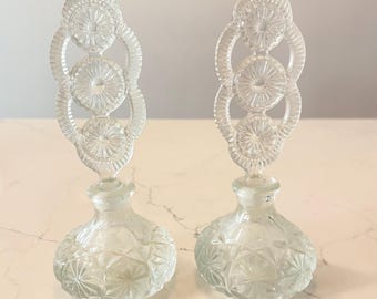 Pair of  Czech cut glass art deco perfume bottles