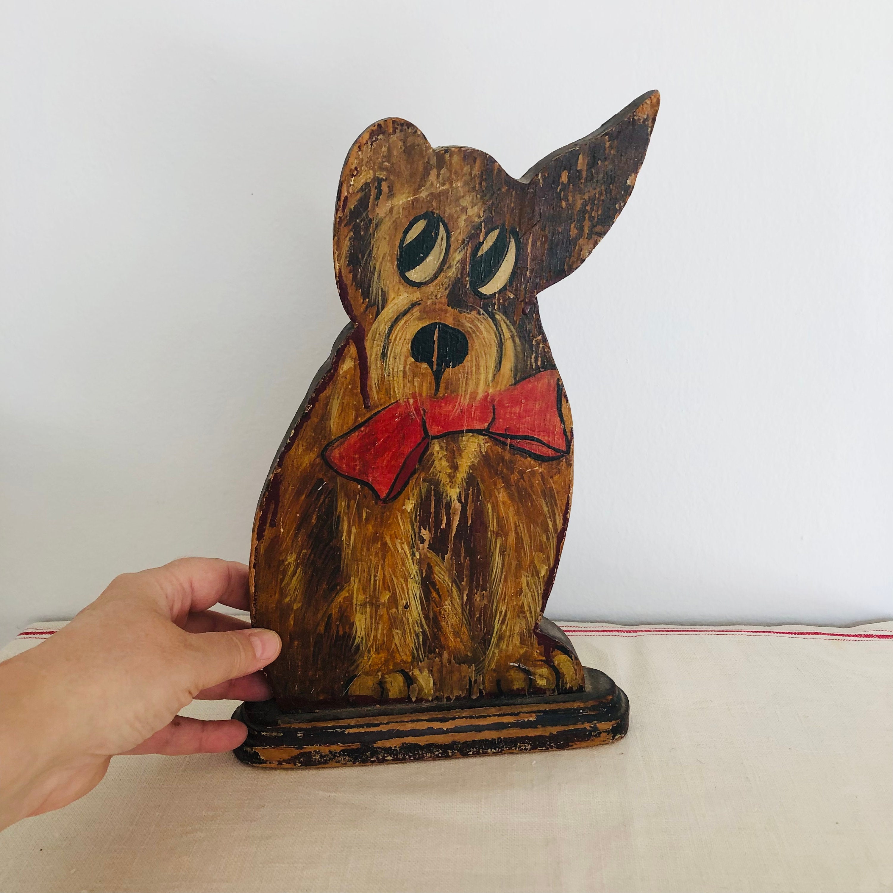 Vintage Wood Dog Door Stop Hand Made Etsy