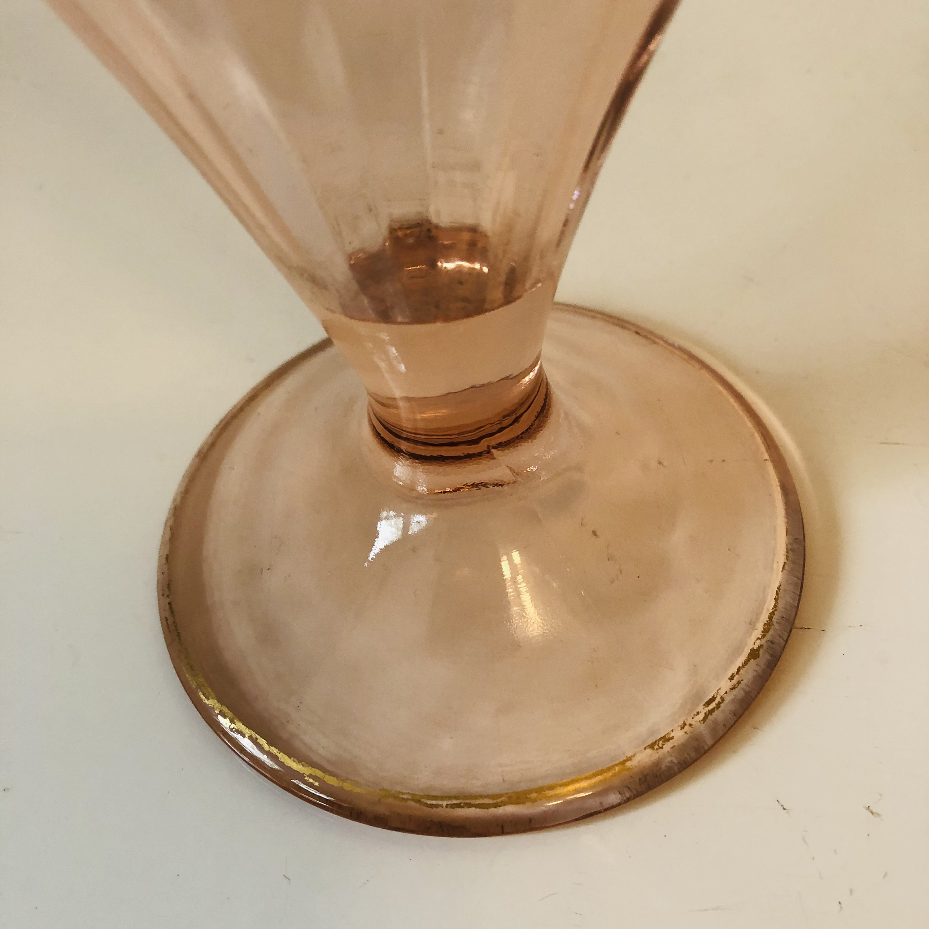 Pink and Gold Art Deco Fan Shaped Glass Vase Etsy