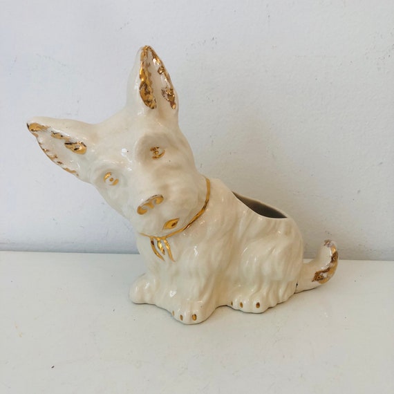 スコッティドッグ型セラミックベース フラワーベース 花瓶