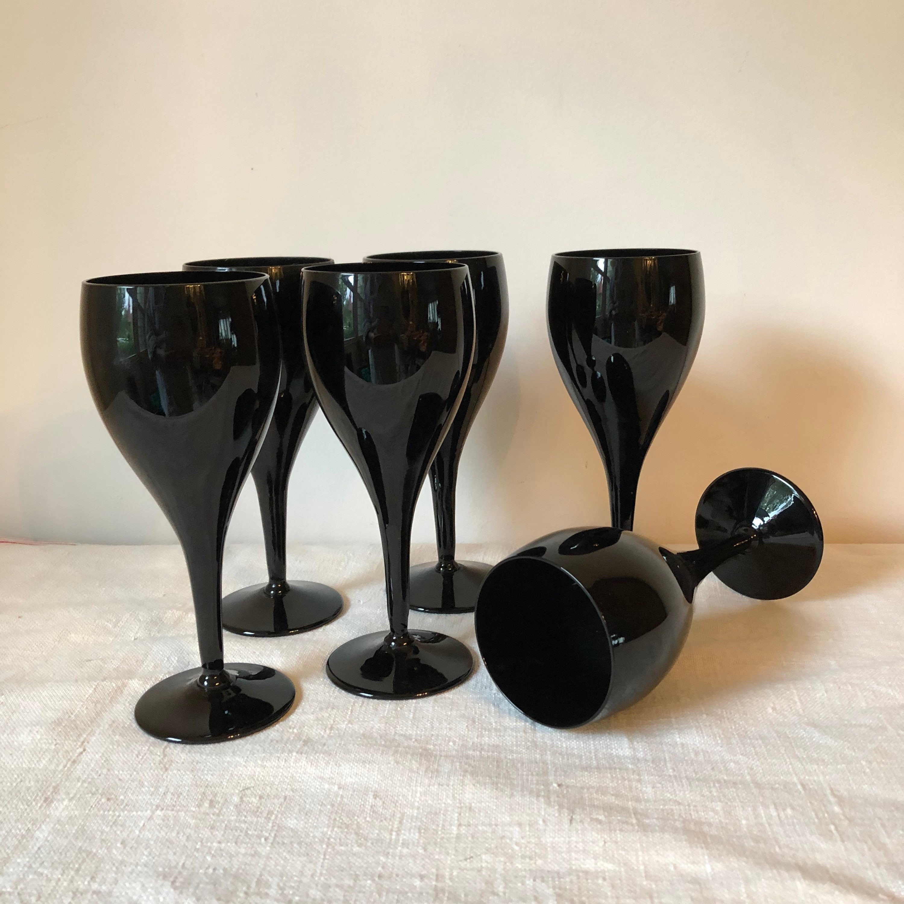 Set of 6 Mikasa wine 1980s Elegance midnight Black Amethyst 8 Etsy