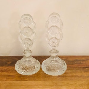 Pair of  Czech cut glass art deco perfume bottles