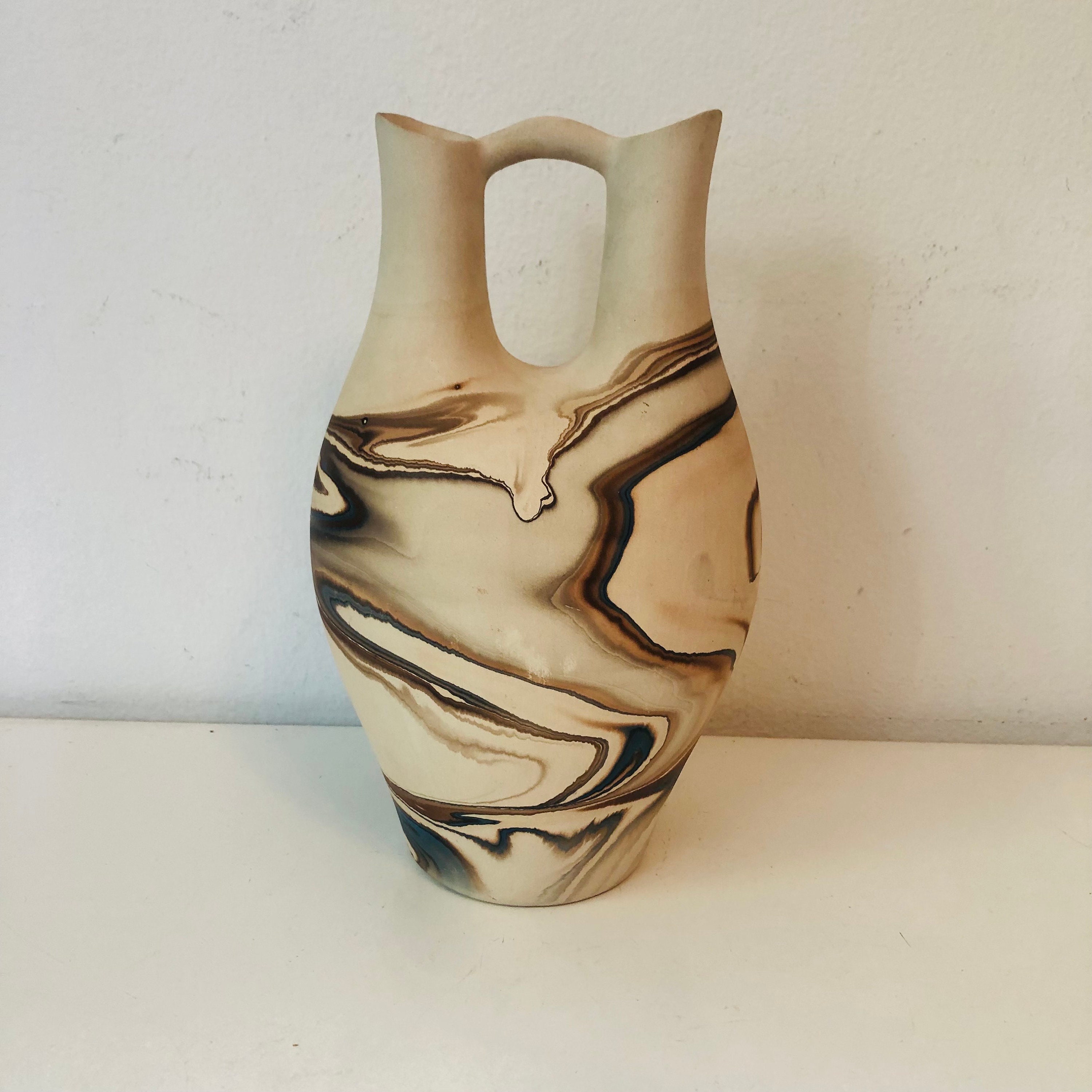 NEMADJI POTTERY USA アンティーク花瓶 ネマジ VINTAGE】Nemadji Pottery Flower Base ”Made In USA