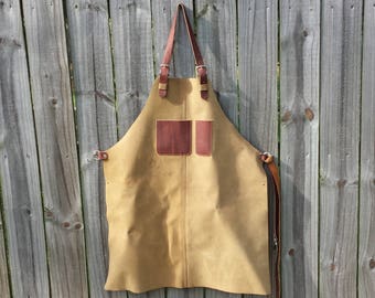 Leather Crafters Apron, Medium Weight Body, Durable Adjustable Straps, Smartphone/Notebook Pocket, Pen/Pencil Pocket,