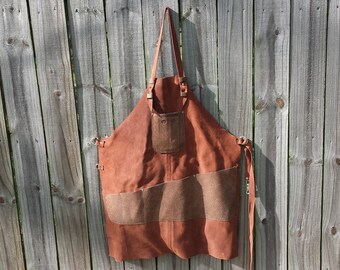Leather Crafters Apron, Medium Weight Body, Durable Adjustable Straps, Smartphone/Notebook Pen/Pencil Pocket, Waist Pockets