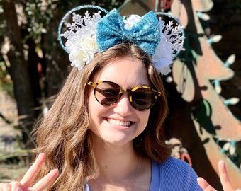 Floral Mouse Ears | Wire Ears | Ice Queen Ears | Princess Ears | Snowflake Headband | Christmas Ears | Winter Ears