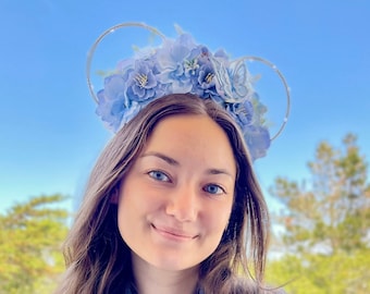Floral Mouse Ears | Fairytale Midnight Princess Ears | Wire Ears | Floral Crown Ears | Fairy Godmother Headband