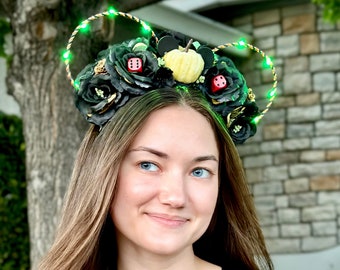 Halloween Mouse Ears | Creepy Wire Ears | Floral Crown Ears | Spooky Ears | Pumpkin Headband | Pumpkin Patch | Haunted House Ears