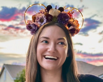 Fall Mouse Ears | Wire Ears | Floral Crown Ears | Halloween Ears | Pumpkin Headband | Pumpkin Patch | Haunted House Ears | Victorian Vintage