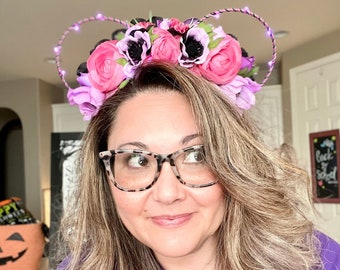 Floral Mouse Ears | Wire Ears | Floral Crown Ears | Mad Witch Ears | Halloween Headband | Villains Ears | Halloween Ears | Evil Sorceress