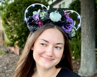 Halloween Mouse Ears | Wire Ears | Floral Crown Ears | Fall Ears | Pumpkin Headband | Pumpkin Patch | Haunted House Ears | Ghost Host Ears