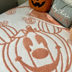 Ready To Ship: Magic Dreams Halloween Pumpkin Mouse Blanket | Soft Cozy Fuzzy Autumn Throw | Reversible | 60x70 | 100% Polyester Microfiber