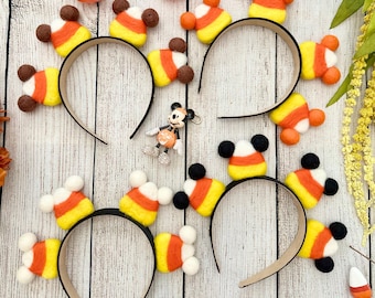 Candy Corn Mouse Ears | Wool Felt Headband | Halloween Headband | NO LIGHTS | Reversible sides | Lightweight | Trick or Treat | Assorted