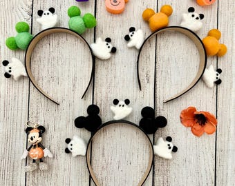 Spooky Ghost Ears | Mouse Ears | Wool Felt Headband | Halloween Headband | NO LIGHTS | Lightweight | Trick or Treat | Haunted House