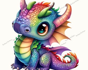 Rainbow Dragon Fabric Panel, Quilt Sewing Square, Multiple Sizes, fc3b