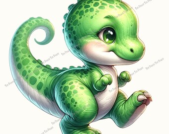 Green Baby Dinosaur Fabric Panel, Quilt Sewing Square, Multiple Sizes, fc10m