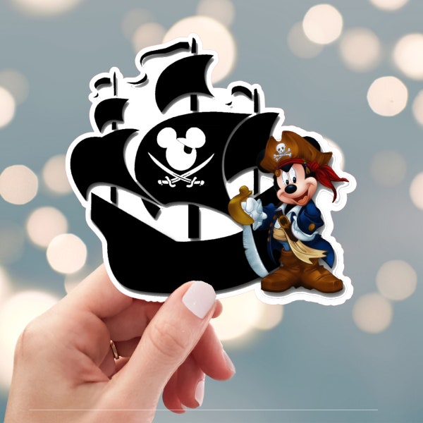Mickey Mouse Pirate Sticker, Mickey Cruise Sticker, Pirate Ship Sticker, Pirate Sword  Sticker, Water Bottle Sticker (37x)