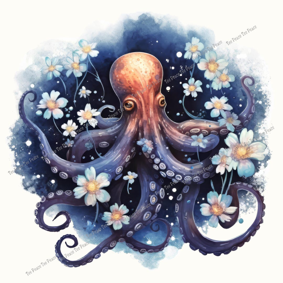 Octopus Fa Ric Panel Floral Octopus Fabric Panel, Quilt Sewing Square, Multiple Sizes, Fc9v ...
