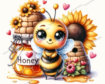 Honey Bee Fabric Panel, Quilt Sewing Square, Multiple Sizes, fc5z